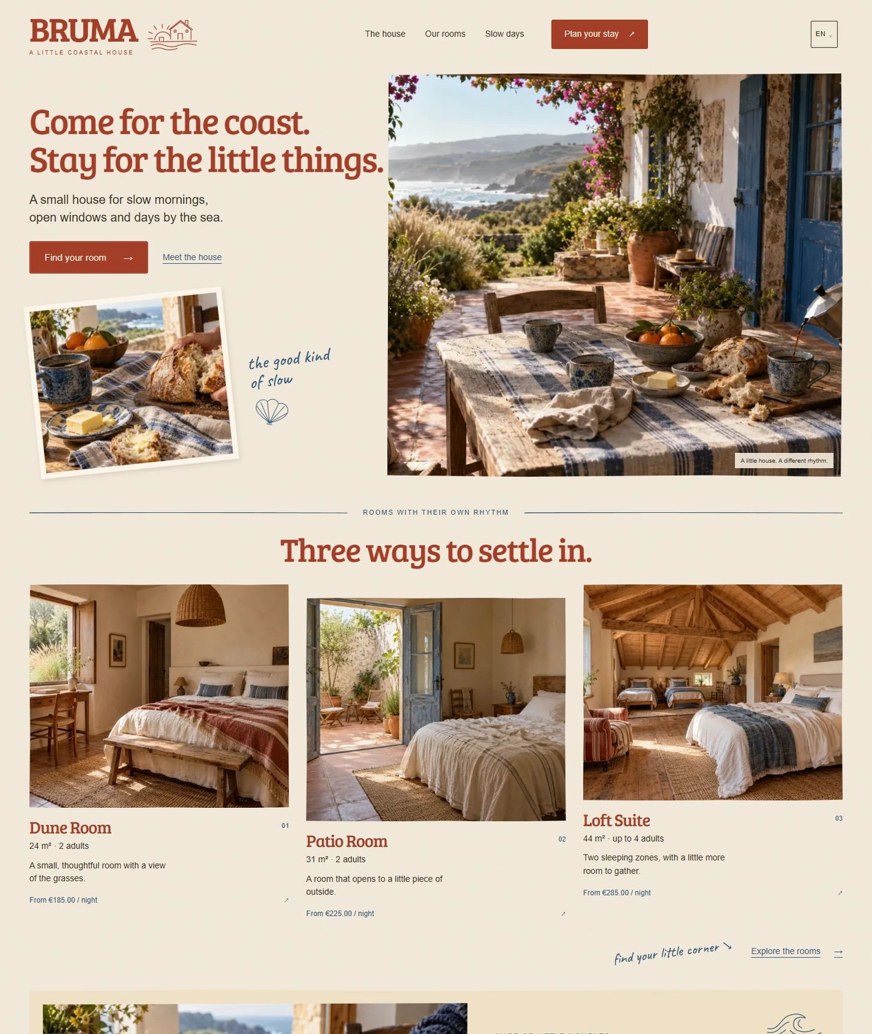 Working BRUMA desktop homepage in the new craft direction